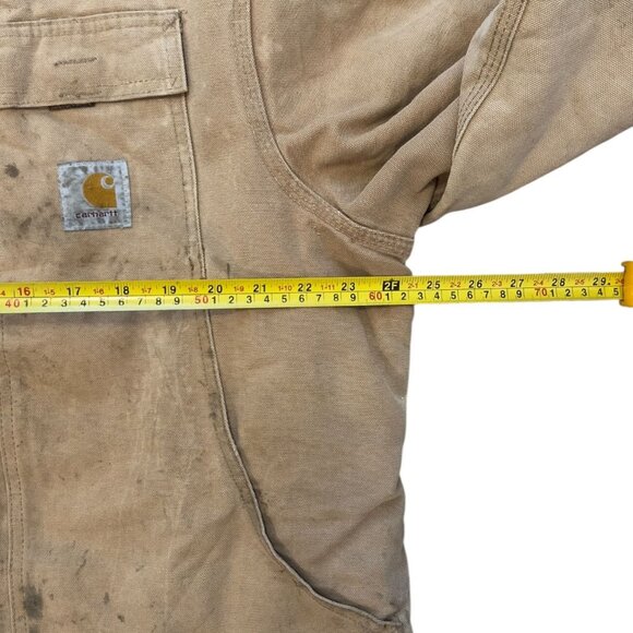 Carhartt Torn Faded Ripped Insulated Work Jacket Canvas Heavy-Duty Outerwear - Picture 12 of 13